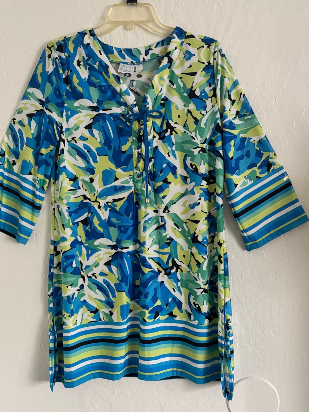 Beach Break Swimsuit Cover Up Dress Size M  Blue Beach Lace Up Shift Cute